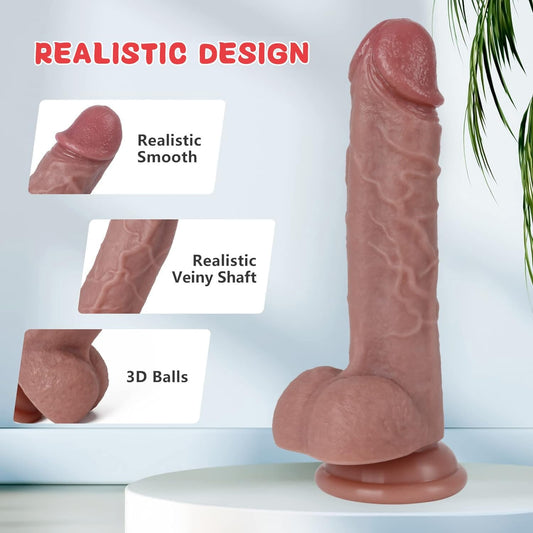 HeartCaptor 7.8 Inch Liquid Silicone Dildo for Beginners and Experienced Users | Strong Suction Cup Base for Hands-Free Use