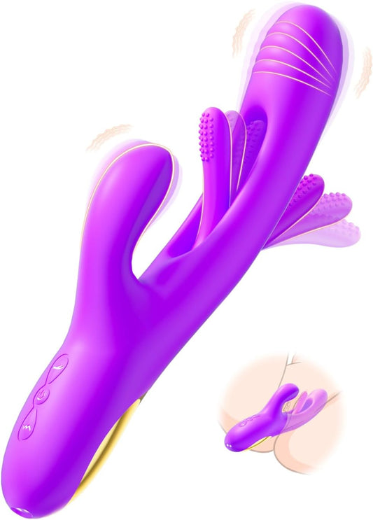 HeartCaptor Rabbit Vibrator Dildo for Women | Rechargeable Intimate Wellness Device with Dual Stimulation and Licking Flapping