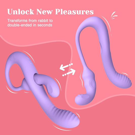HeartCaptor Transformable Rabbit Vibrator for Her | Dual-Action Intimate Wellness Device with Remote Control and Soft Silicone
