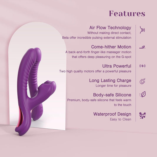 HeartCaptor Dual Motion Rabbit Vibrator for Women | Rechargeable Intimate Wellness Device with Clitoral Suction
