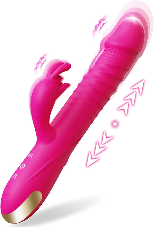 HeartCaptor 3-in-1 Thrusting Rabbit Vibrator for Women | Waterproof Intimate Wellness Device with Dual Stimulation