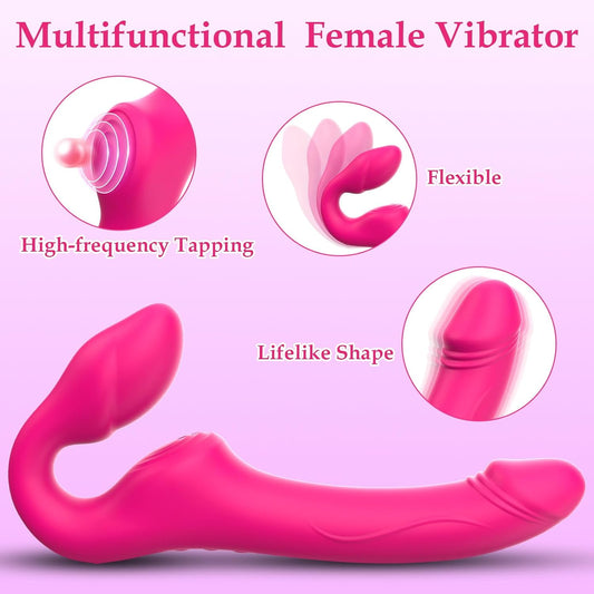 HeartCaptor Dual-Stimulation Strapless Dildo for Couples and Solo | Rechargeable Remote-Controlled Intimate Device with Tapping and Vibration