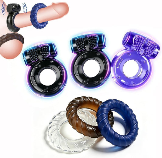 HeartCaptor Vibrating Cock Ring Set for Couples | Waterproof Silicone Penis Ring Sleeve with Clitoral Stimulator for Intimate Pleasure