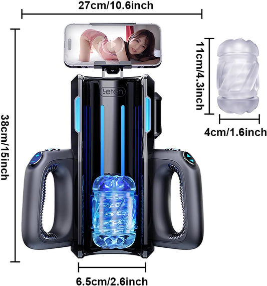 HeartCaptor Leten Cannon King Pro Automatic Stroker for Him | Rechargeable Intimate Wellness Device with Dual Sleeves and Phone Holder
