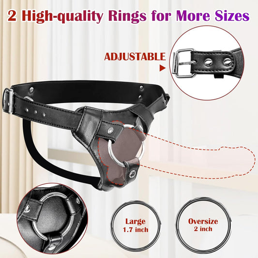 HeartCaptor Adjustable Strap-On Harness for Couples | Soft Nylon Leather Intimate Wellness Belt with Metal O-Rings