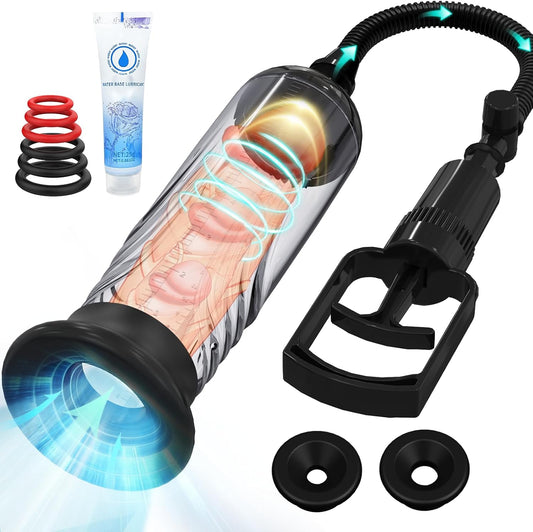 HeartCaptor Manual Vacuum Pump for Men | Intimate Wellness Air Pressure Device with 3 Silicone Sleeves