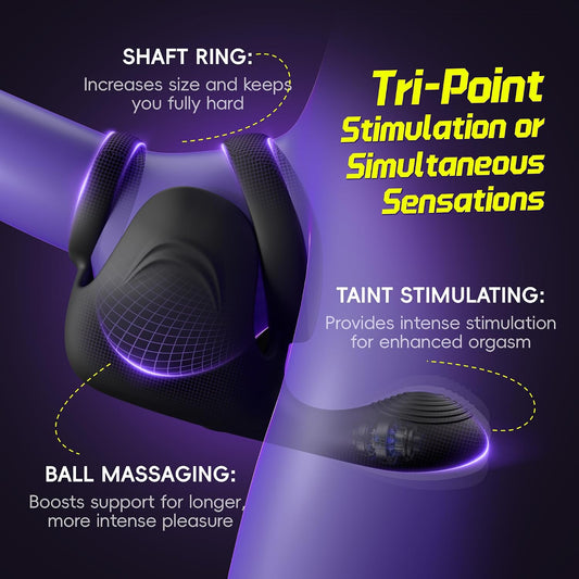 HeartCaptor Vibrating Cock Ring for Men and Couples | Rechargeable Intimate Wellness Device with Dual Stimulation and 10 Modes
