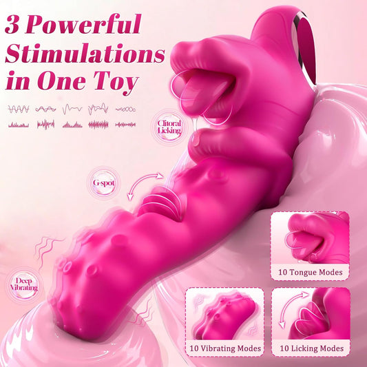 HeartCaptor 3-in-1 Tongue Vibrator for Women | Rechargeable Intimacy Device with G-Spot & Clitoral Stimulation
