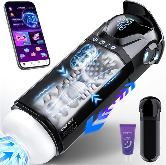 HeartCaptor Smart Male Stroker for Him | App-Controlled Intimacy Device with 9 Sucking and Thrusting Modes