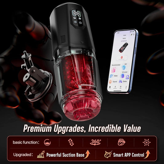 EINSEO Smart Male Stroker for Men | App-Controlled Interactive Masturbator with AI Video Sync and Hands-Free Suction Base