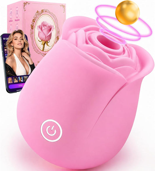 HeartCaptor App-Controlled Dual-Stimulation Rose Personal Wellness Device with 9 Sucking & 9 Vibration Modes