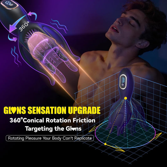 HeartCaptor Automatic Glans Stroker for Men | Personal Wellness Trainer with 360° Conical Rotation and Silicone Texture