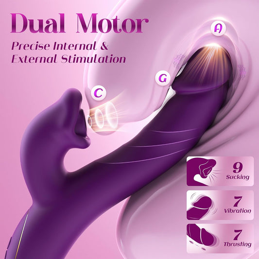 HeartCaptor Dual-Motor Air Suction Rabbit Vibrator for Women | Rechargeable App-Controlled Intimacy Device with Thrusting