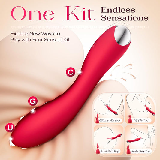 HeartCaptor Multi-Head Intimate Massager Kit for Individuals and Couples | Rechargeable Personal Wellness Device with App Control