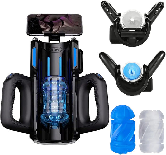 HeartCaptor Leten Cannon King Pro Automatic Stroker for Him | Rechargeable Intimate Wellness Device with Dual Sleeves and Phone Holder