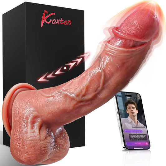 HeartCaptor Thrusting Dildo Vibrator for Women | App Controlled Heating Intimate Wellness Device with Suction Cup Base