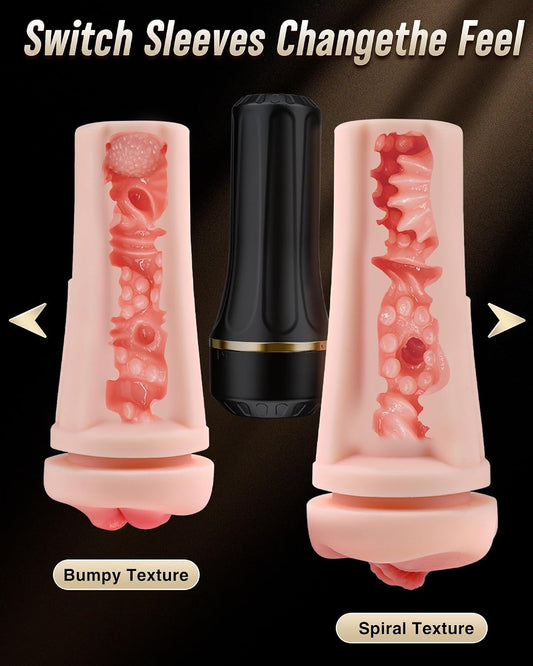 HeartCaptor Dual-Sleeve Male Stroker for Him | Manual Intimate Wellness Trainer with Adjustable Air Suction