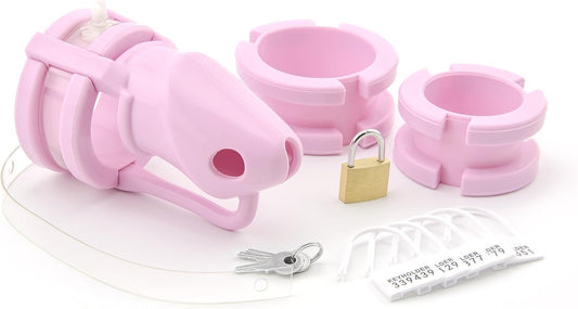 Silicone Chastity Cage for Men - Exercise & Play (Pink)