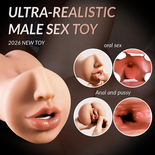 HeartCaptor 3-in-1 Male Stroker for Him | Soft TPE Pocket Masturbator with Textured Tunnels for Endurance Training