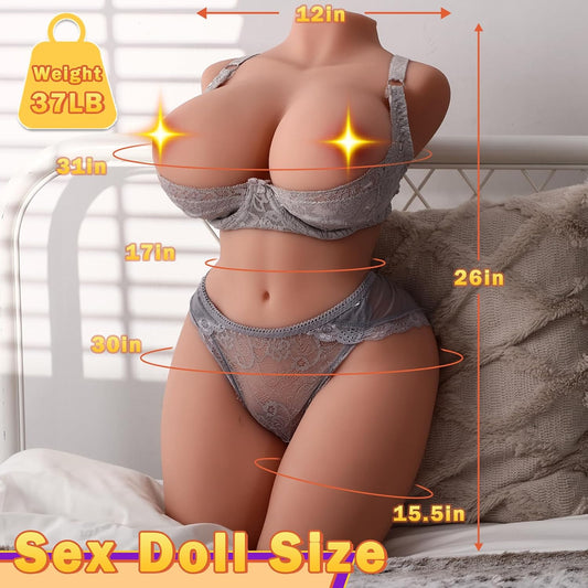 HeartCaptor Life Size Torso Doll for Men | 37LB TPE Male Masturbator with Flexible Skeleton and Dual Channels