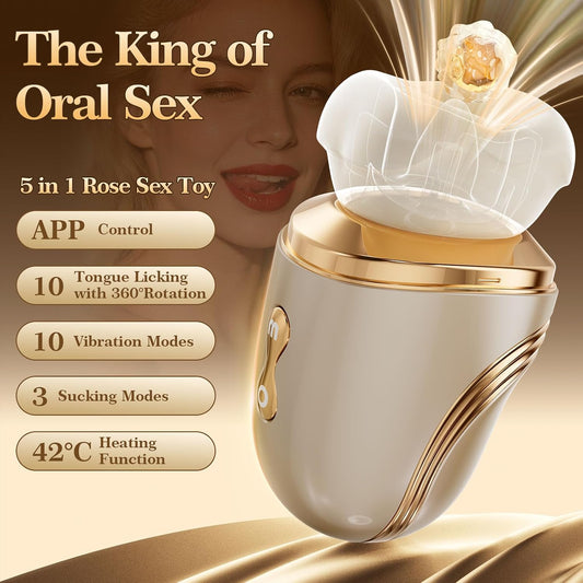 HeartCaptor Oral Simulation Rose Toy for Women and Couples | Rechargeable Intimate Wellness Device with Constant Heating and App Control
