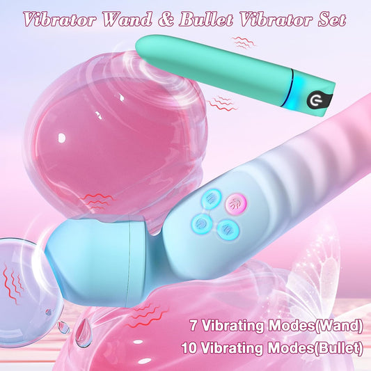 HeartCaptor Heated Intimate Wellness Wand and Bullet Set for Women | 2-in-1 Waterproof Rechargeable Personal Massager