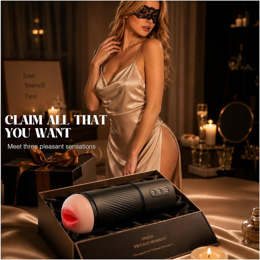HeartCaptor Smart Interactive Male Stroker for Men | App-Controlled Intimate Wellness Device with 3 Textured Sleeves
