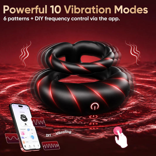 HeartCaptor Vibrating Cock Ring for Men | Rechargeable Intimate Wellness Device with 10 Vibration Modes