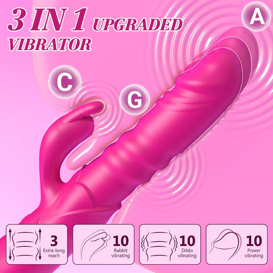 HeartCaptor Bkevsd Rabbit Vibrator for Women | Dual Motor Thrusting Clitoral Stimulator with Medical-Grade Silicone