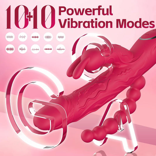 HeartCaptor 3-in-1 Rabbit Vibrator for Women | Rechargeable Intimate Wellness Device with Dual 10-Mode Vibration and Silicone Texture