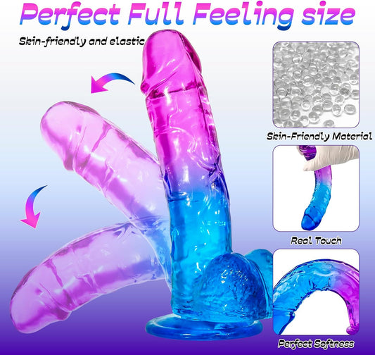 Lihanvil 7.8 Inch Realistic Dildo for Women & Couples | Dual Density Silicone with Suction Cup for G-Spot Stimulation