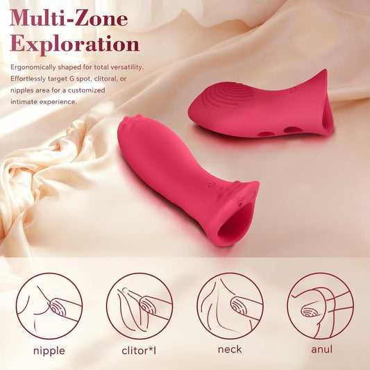 HeartCaptor Finger Vibrator for Women and Couples | Wearable Intimacy Device with 10 Modes and Dual-Sleeve Texture