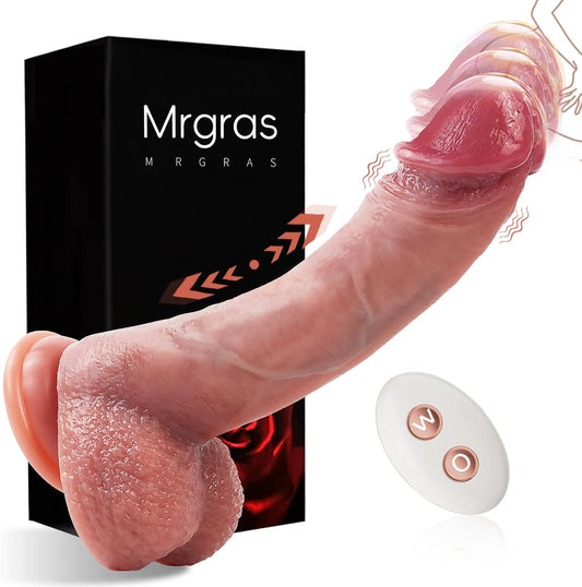 HeartCaptor 8.5 Inch Thrusting Dildo Vibrator | Liquid Silicone Intimate Wellness Device with Remote Control