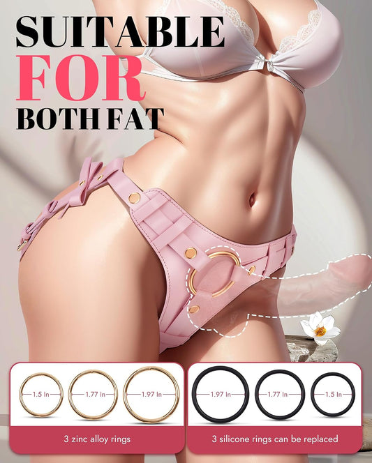 HeartCaptor Adjustable Harness for Couples Intimacy | Soft PU Leather Body Strap Device with Interchangeable Rings