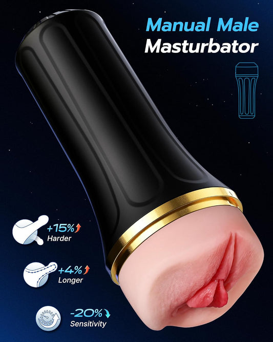 HeartCaptor Manual Male Stroker Device for Men | Rechargeable-Free Intimate Wellness Toy with Realistic Texture