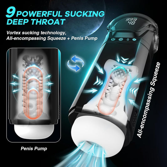 HeartCaptor Smart Male Stroker for Him | App-Controlled Intimacy Device with 9 Sucking and Thrusting Modes