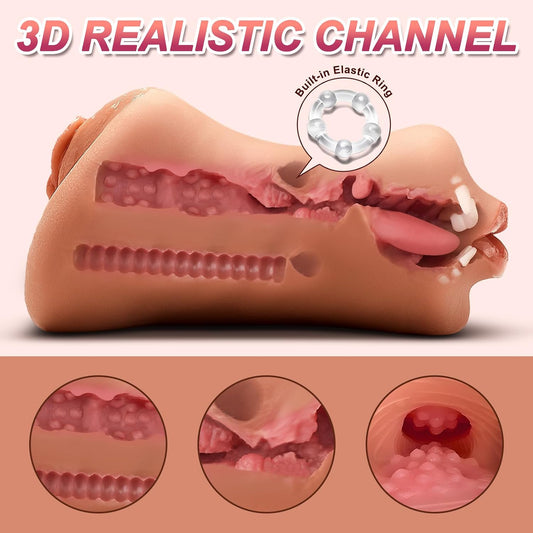 HeartCaptor 3-in-1 Compact Male Stroker for Him | Body-Safe TPE Intimacy Device with 3D Realistic Texture