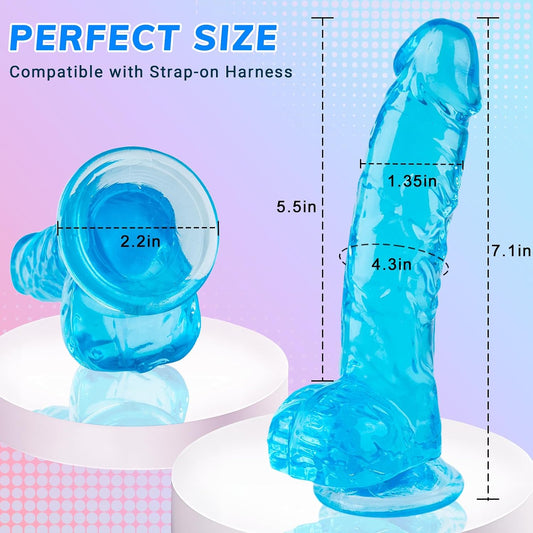HeartCaptor Realistic Dildo for Women and Men | 7 Inch Flexible Silicone Intimate Toy with Strong Suction Cup