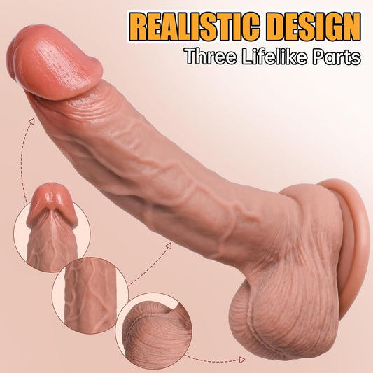 HeartCaptor Realistic Silicone Dildo for Women and Couples | Hands-Free Suction Cup Intimacy Device with Lifelike Texture