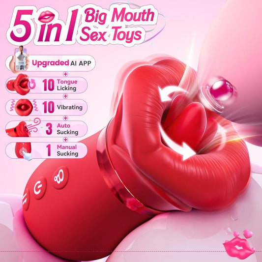 HeartCaptor Rose Sucking Vibrator for Women | Rechargeable Intimate Wellness Device with App Control and Tongue Licking