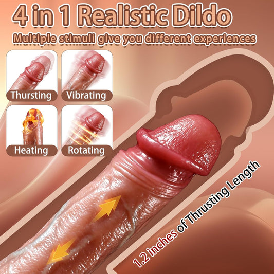 HeartCaptor Realistic Thrusting Vibrator for Couples and Women | Dual Stimulation Wellness Device with Heating