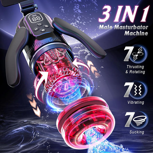 HeartCaptor Humbuzz Automatic Male Stroker for Men | Personal Wellness Intimacy Device with 7 Thrusting and Rotating Modes