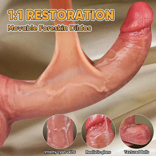 HeartCaptor Realistic Silicone Dildo for G-Spot | Hands-Free Intimacy Device with Sliding Skin and Veined Texture