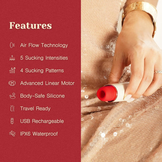 HeartCaptor Lani Lipstick Suction Device for Women | Rechargeable Intimate Wellness Personal Massager with 9 Modes