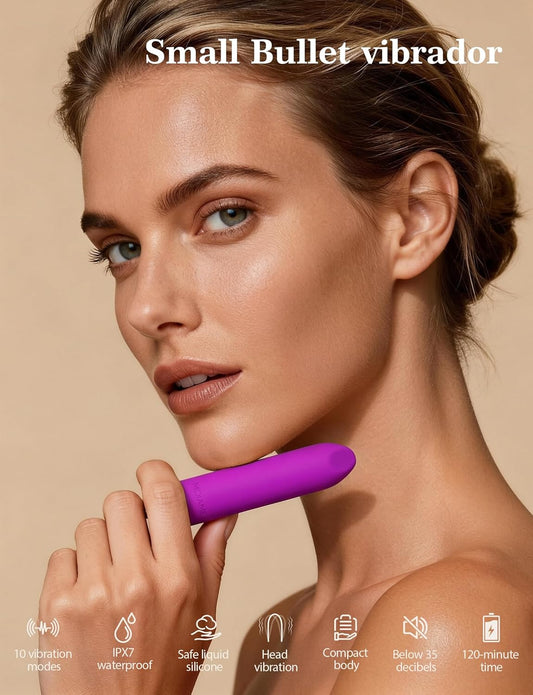 HeartCaptor Bullet Massager for Her | Waterproof Rechargeable Silicone Intimate Wellness Device with Quiet Vibration Modes