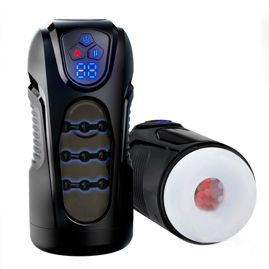 HeartCaptor Automatic Male Thrusting Masturbator - Heating, 9 Vibration & Thrusting Modes, Hands-Free Adult Sex Toy