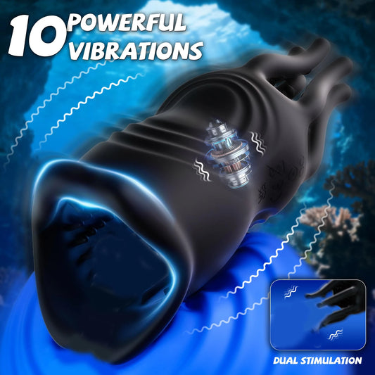 HeartCaptor Penis Vibrator Male Masturbator 10 Vibration Modes Realistic Lips Texture Stimulation Stroker