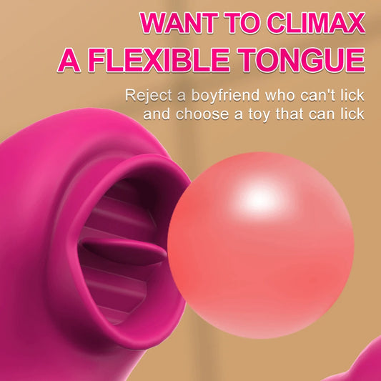 HeartCaptor Tongue Licking Vibrator 2-in-1 Clitoral Stimulator 10 Modes Silicone Waterproof