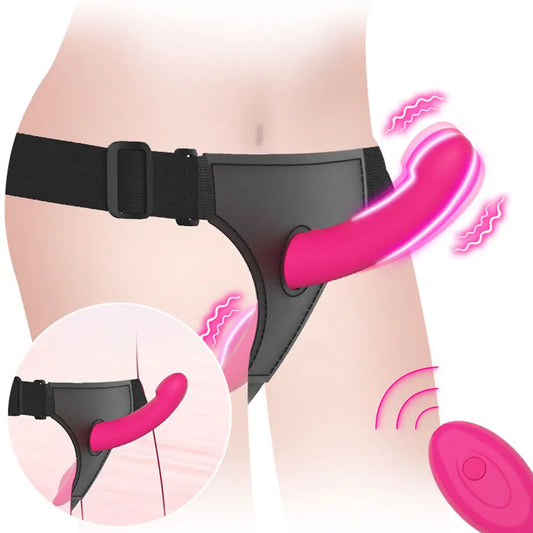 HeartCaptor Strap-On Vibrating Dildo Adjustable Harness 10 Modes Silicone Wearable Sex Toy for Women