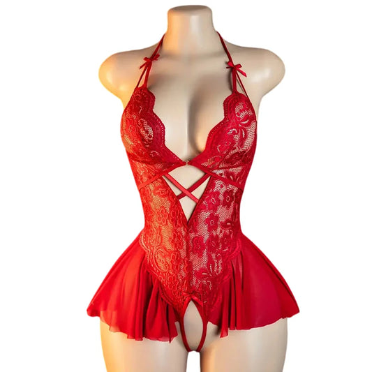 HeartCaptor Lace Front Clasp Bra Set Deep V Hollow Underwire-Free Claret Lingerie